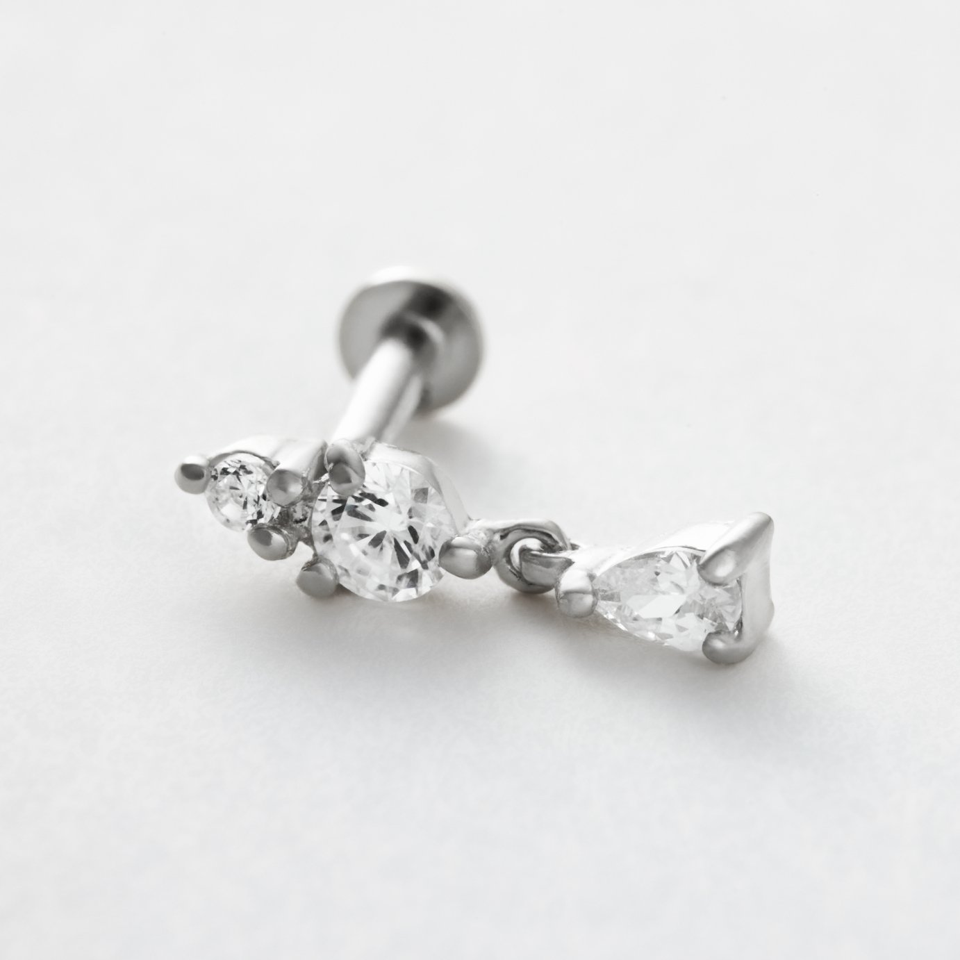 Revere Sterling Silver Single Flatback Drop Stud Earring