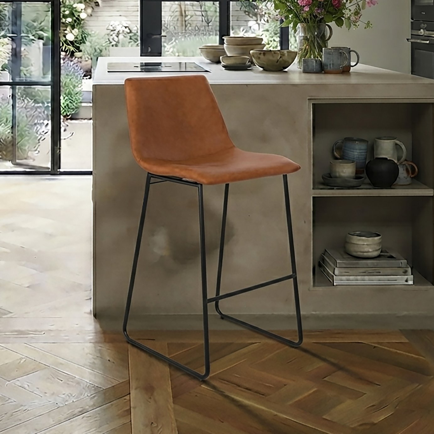 Dorel Bowden Faux Leather Bar Stool - Brown