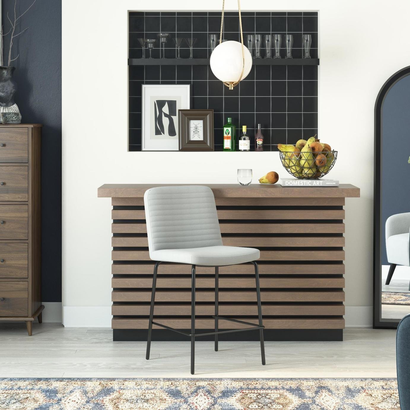 Dorel Corey Fabric Bar Stool - Linen Grey