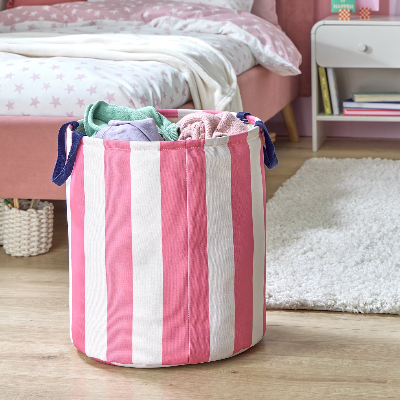 Argos Home Kids Stripe Storage Bag - Pink