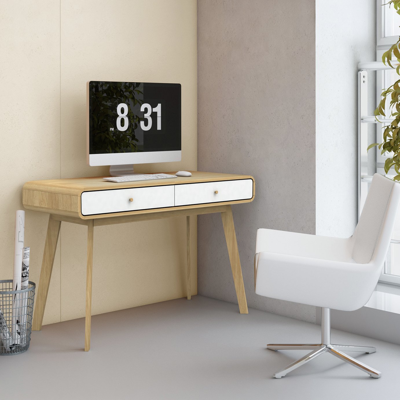 Dorel Cassie 2 Drawer Desk - White & Oak