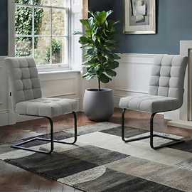 Dorel Terza Pair Of Metal Dining Chairs - Grey