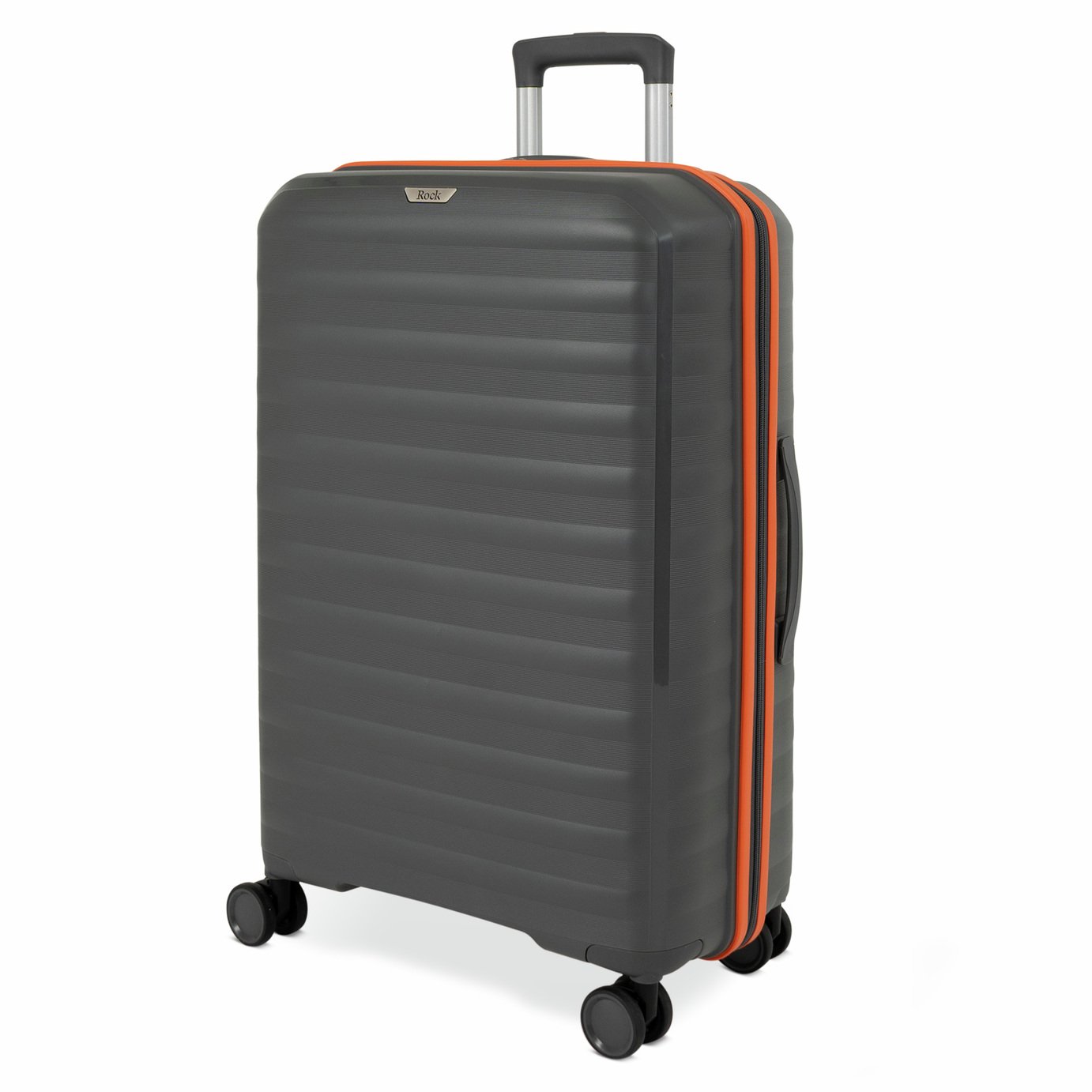 Rock Oslo 8 Wheel Hard Suitcase - Large, Charcoal and Orange