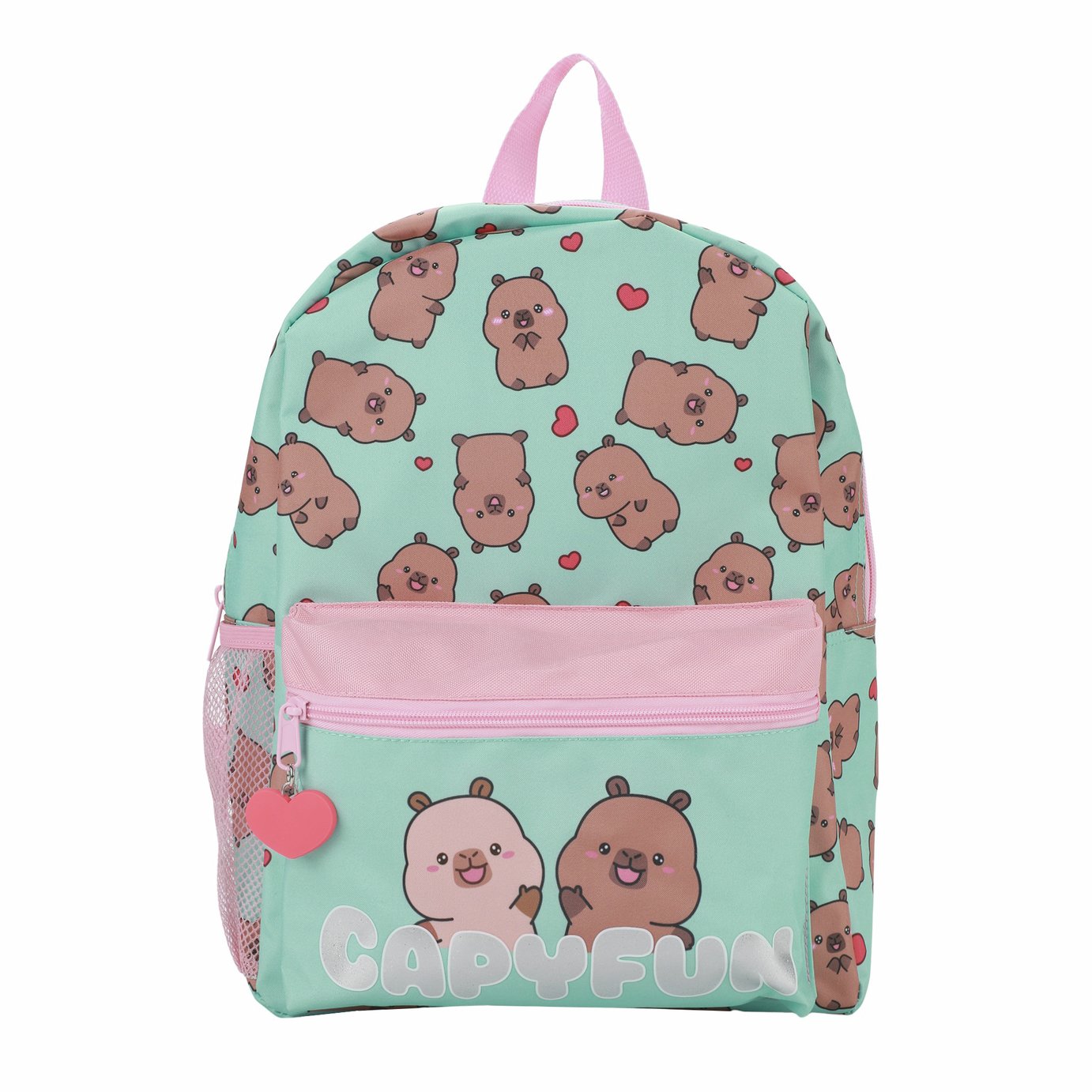 Capyfun Character Print 12L Backpack - Pink & Green