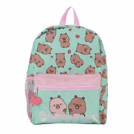 Capyfun Character Print 12L Backpack - Pink & Green