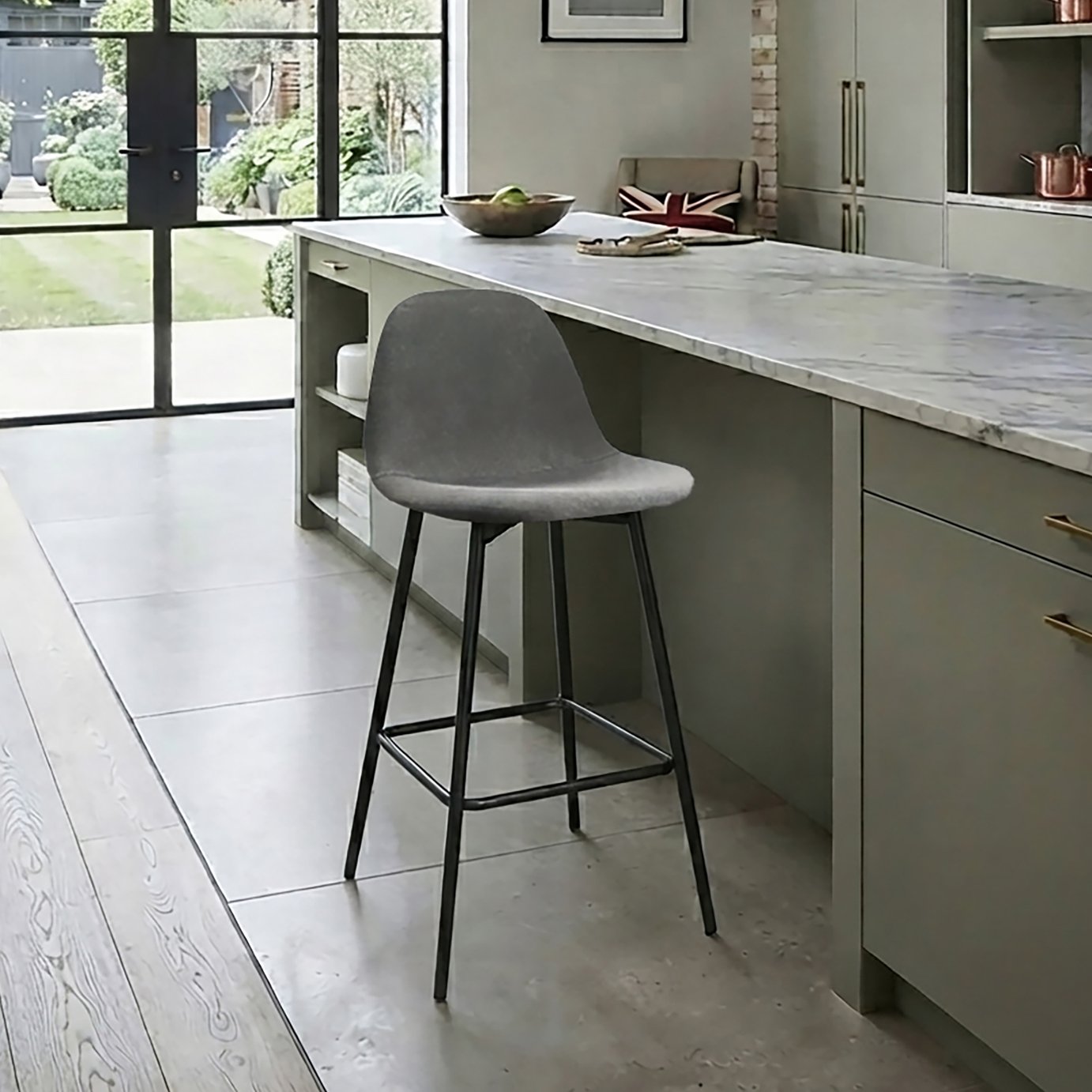 Dorel Calvin Velvet Bar Stool - Grey