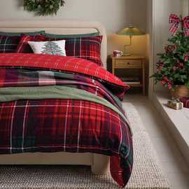 Argos Home Brushed Cotton Red Check Bedding Set