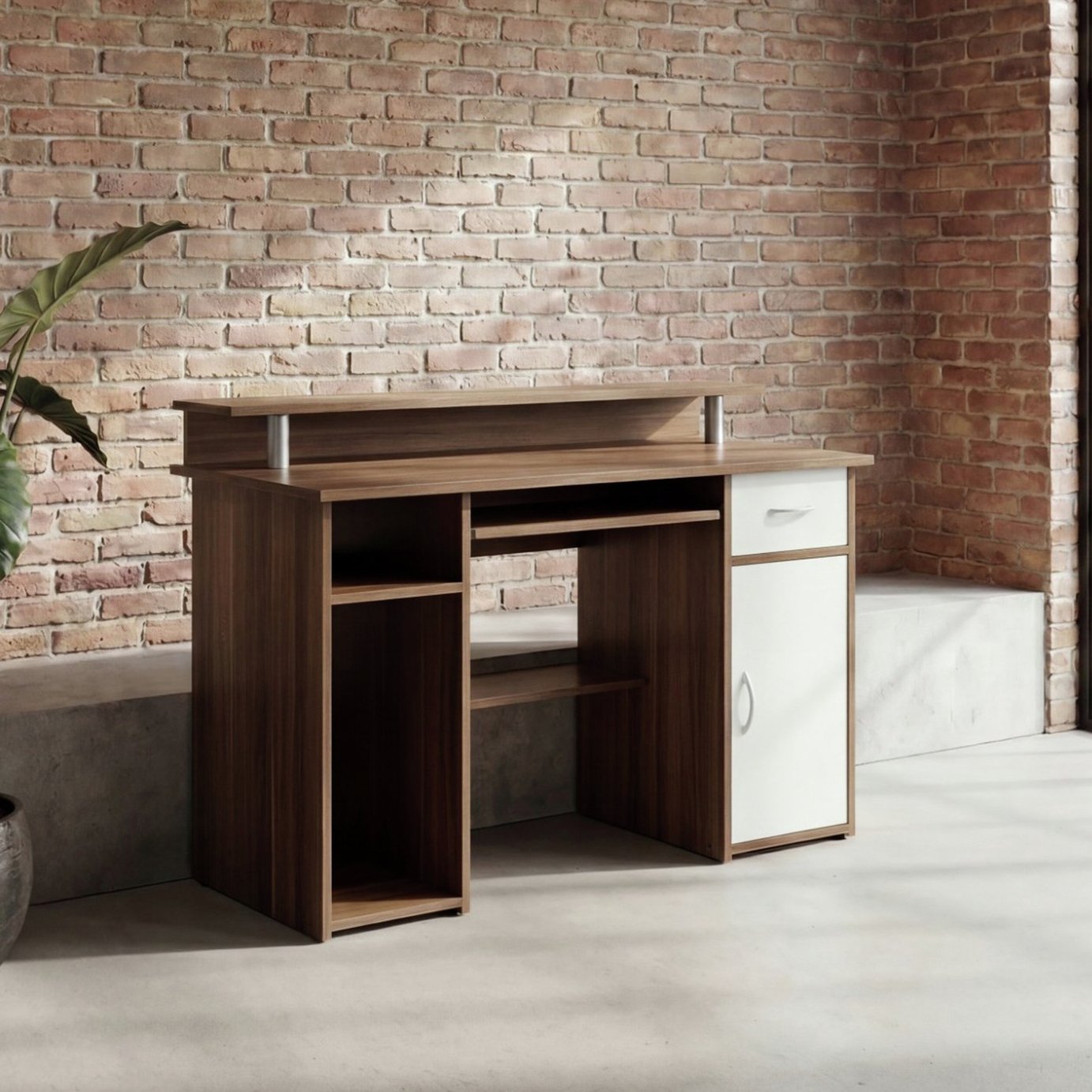 Dorel Albany 1 Drawer Desk - Walnut