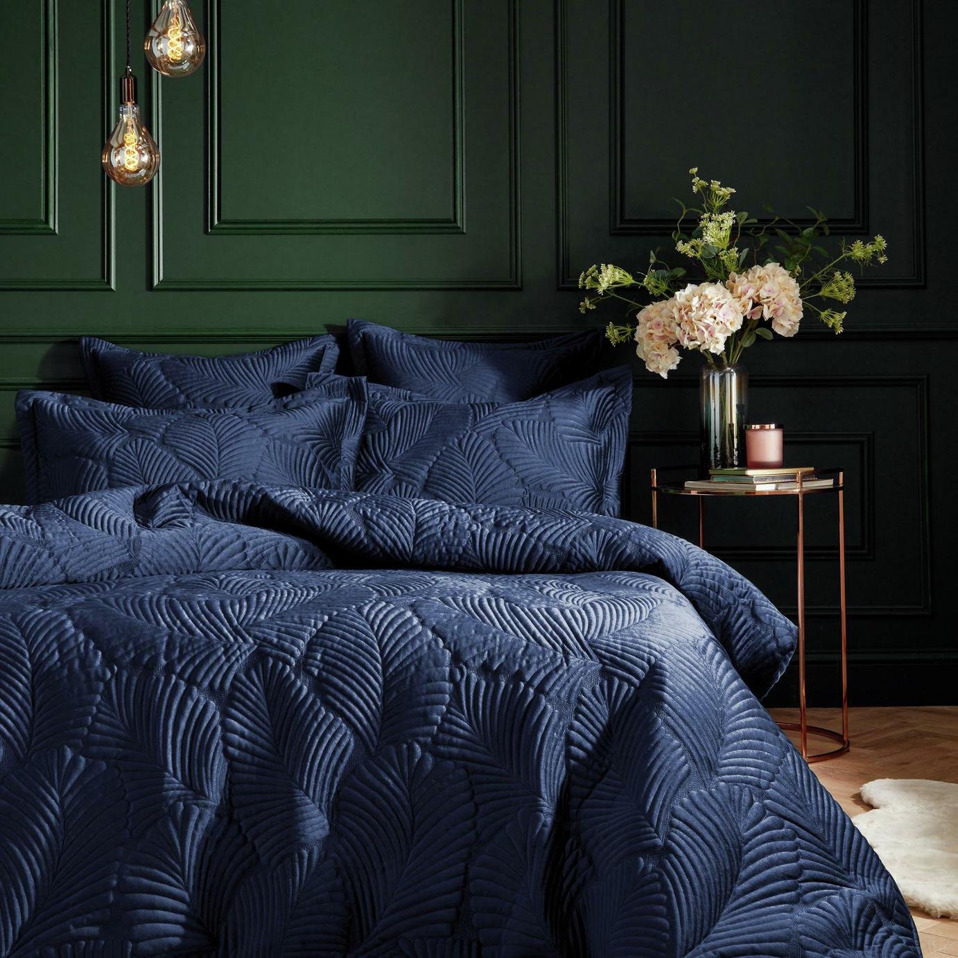 Paoletti Palmeria Quilted Navy Bedding Set