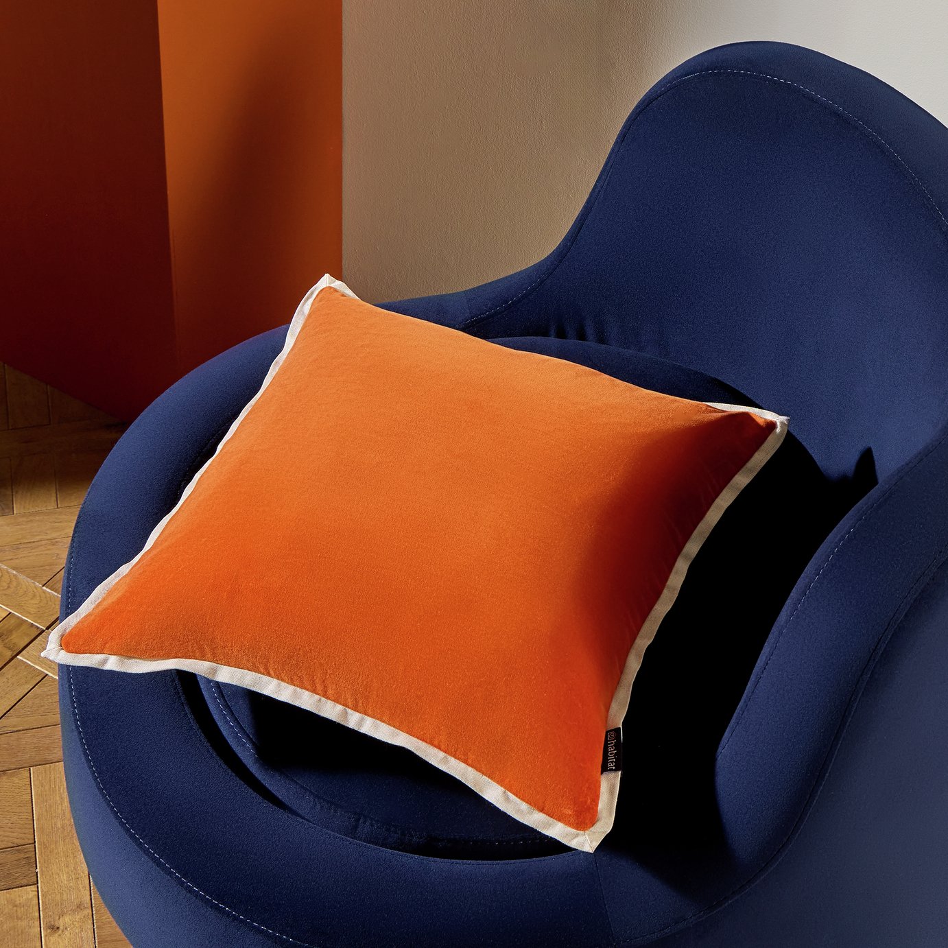 Habitat Velvet Cushion Burnt Orange - 43x43cm
