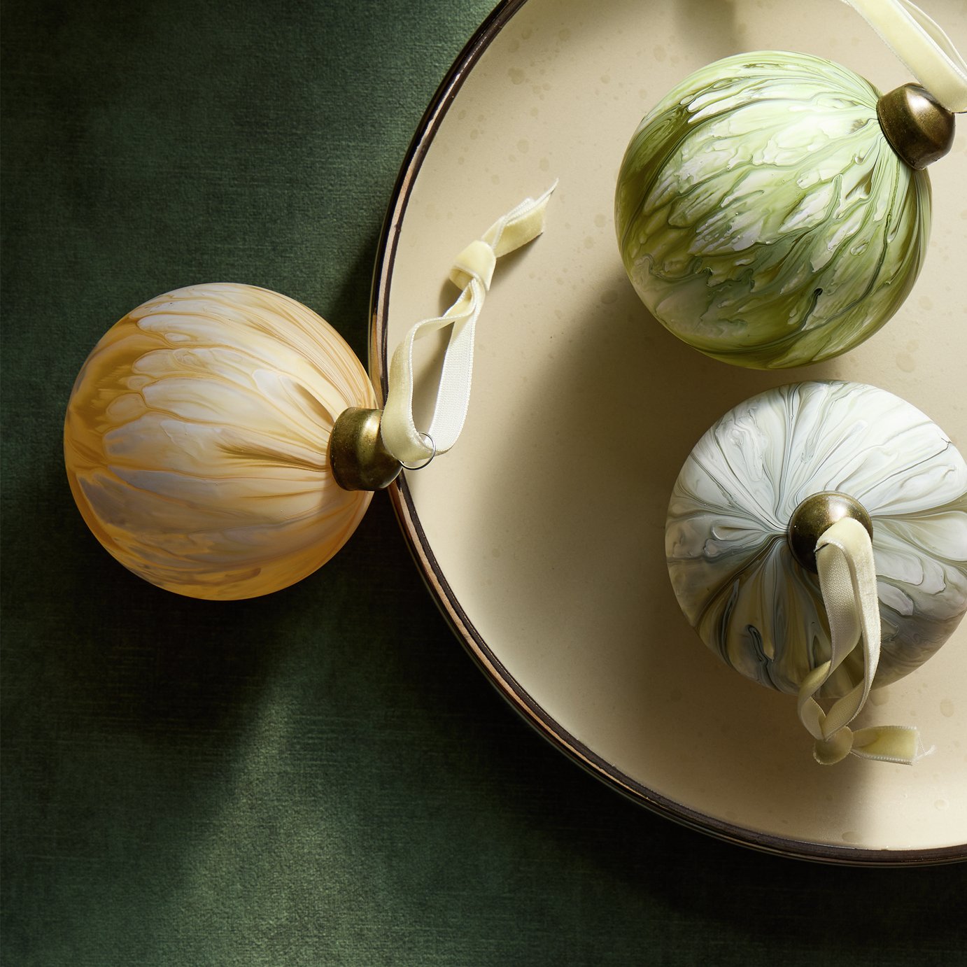 Habitat Marbled Glass Christmas Bauble - Pack of 3