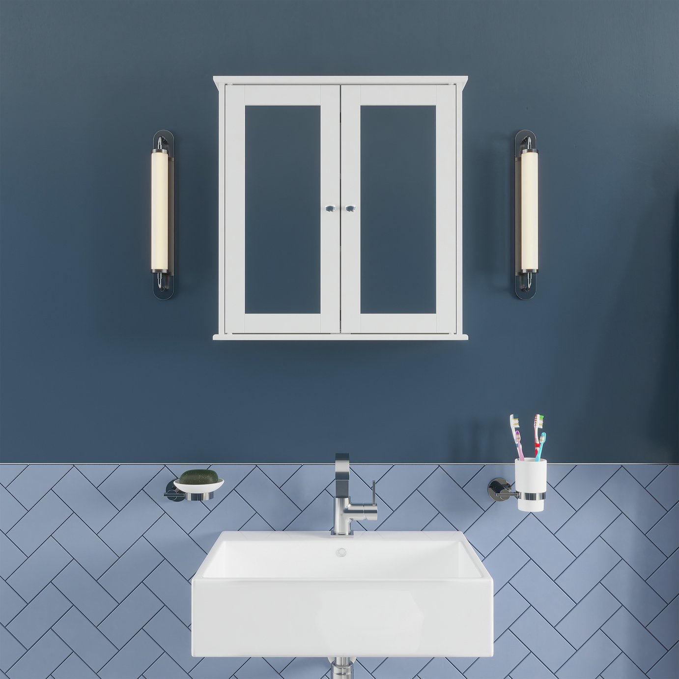 Croydex Ashby 2 Door Mirrored Cabinet - Grey