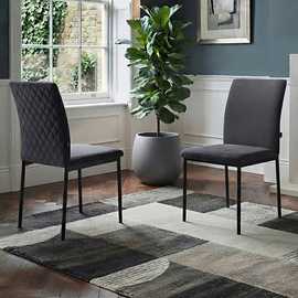 Dorel Pavia Pair Of Velvet Dining Chairs - Grey