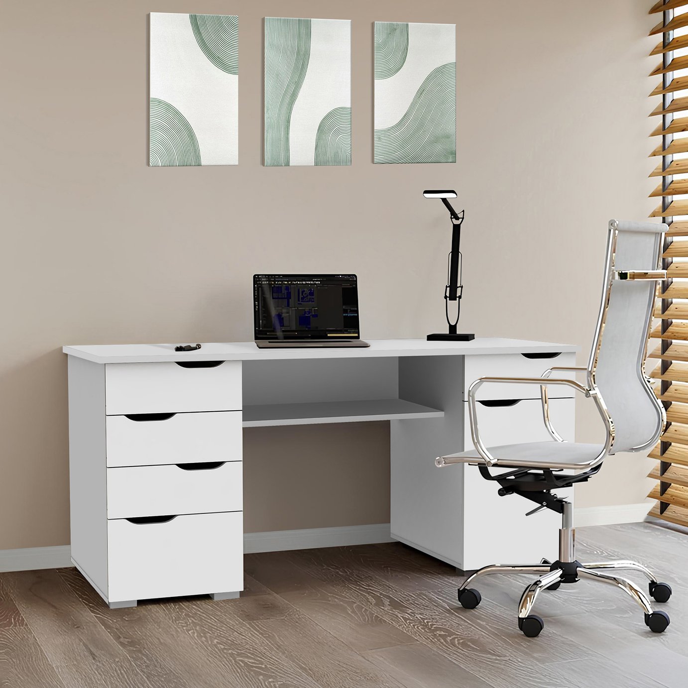 Dorel Kentucky 4 Drawer Office Desk - White
