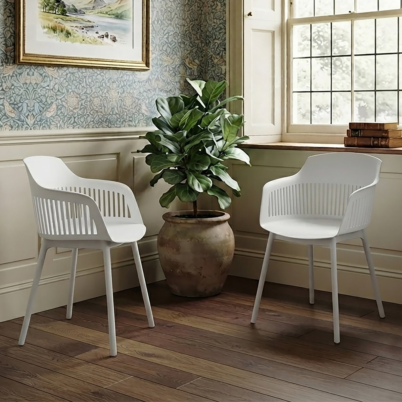 Dorel Camelo Pair Of Plastic Dining Chairs - White