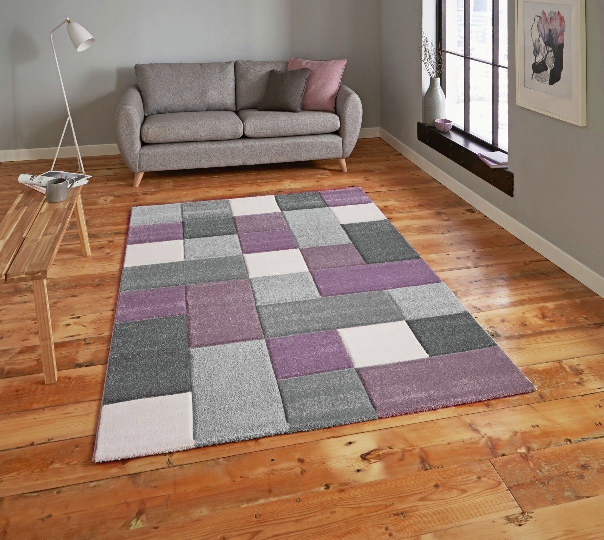 Think Rugs Brooklyn Geometric Purple Rug - 160x220cm