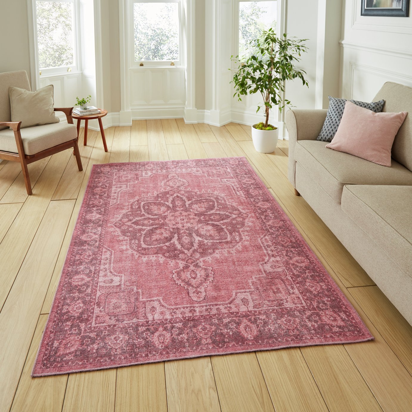 Think Rugs Zahra Floral Pink Rug - 152x230cm