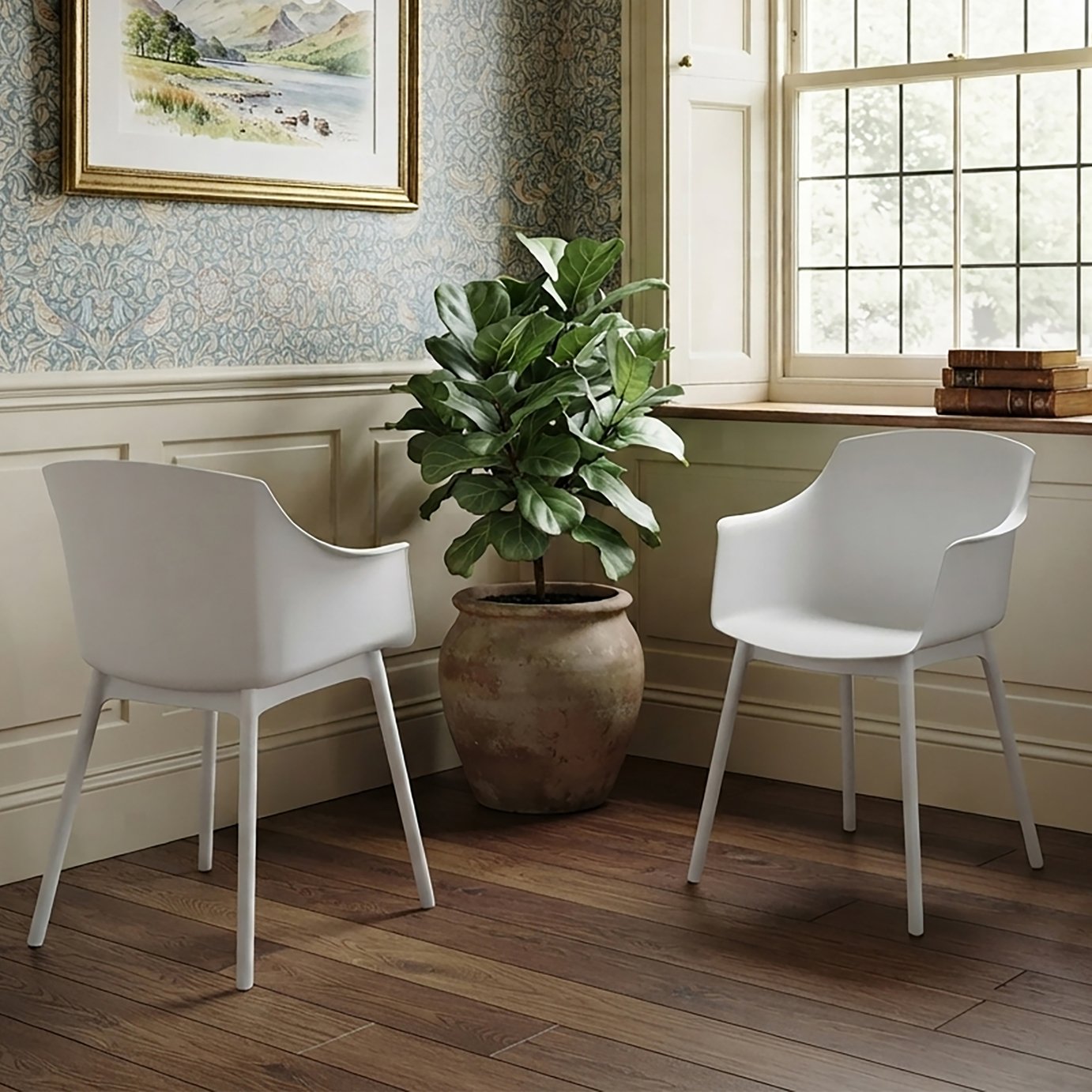 Dorel Camelo Pair Of Plastic Dining Chairs - White