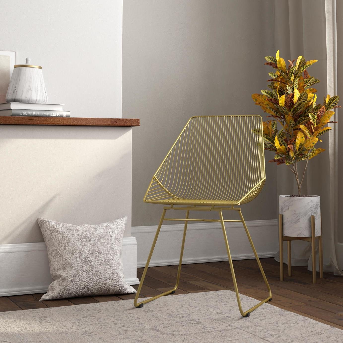Dorel Ellis Metal Dining Chairs - Gold