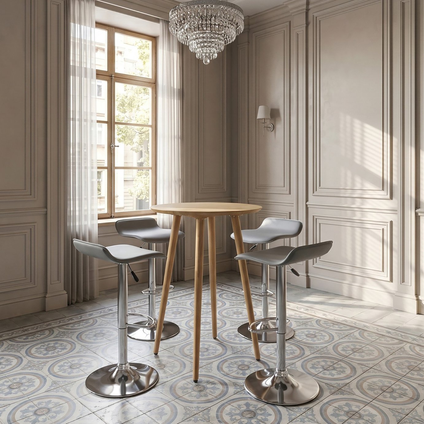 Dorel Monza Round Bar Table - Natural