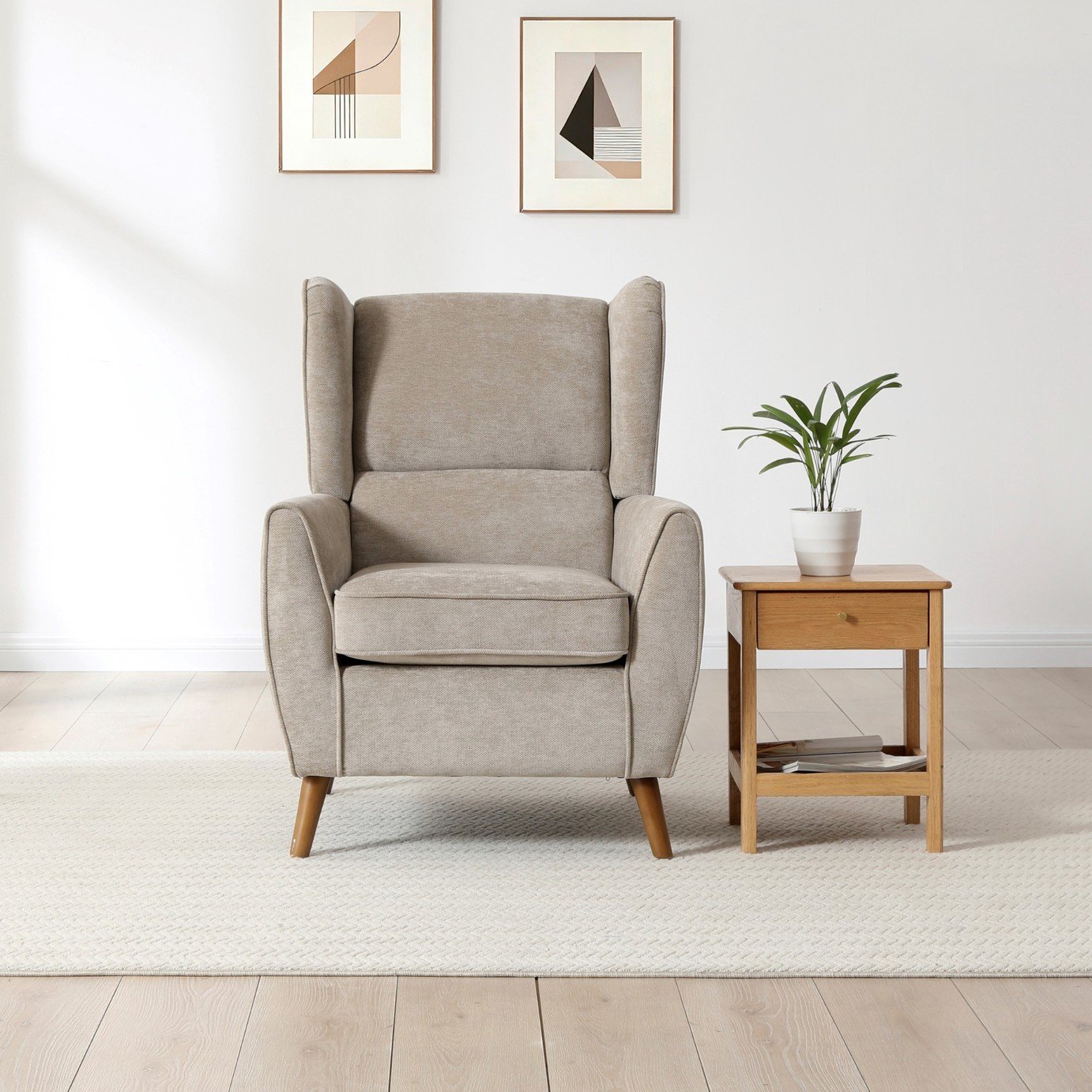 Kyoto Luca Fabric Wingback - Taupe