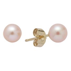 Revere 9ct Gold Pink Cultured Freshwater Pearl Earrings