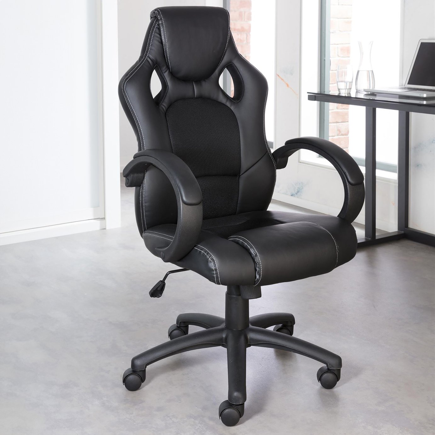 Dorel Daytona Faux Leather Office Chair - Black