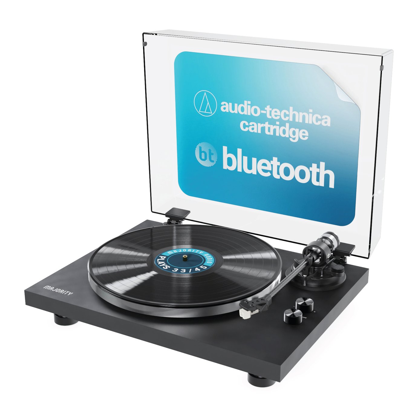 Majority Stylo Flat Belt Drive Bluetooth Turntable - Black