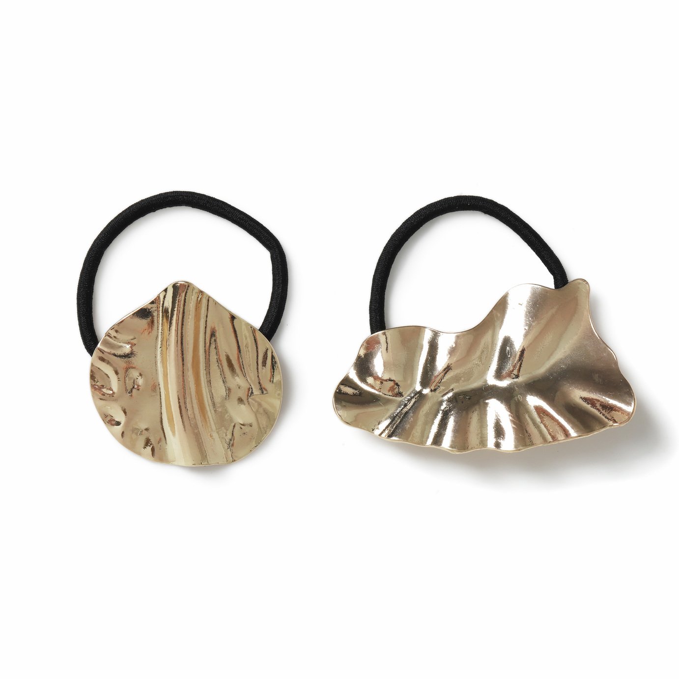 Freedom Gold Tone Sculptural Metallic Hair Ties - Pack of 2