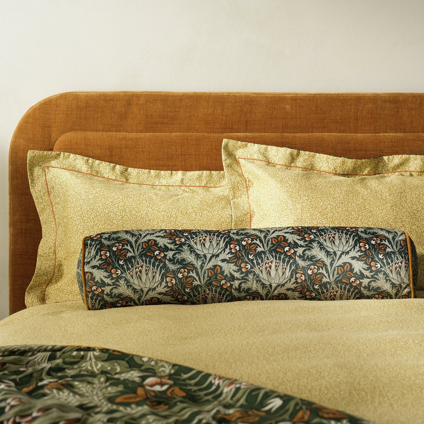 Habitat x Morris & Co. Artichoke Bolster Cushion Green - 80x20cm