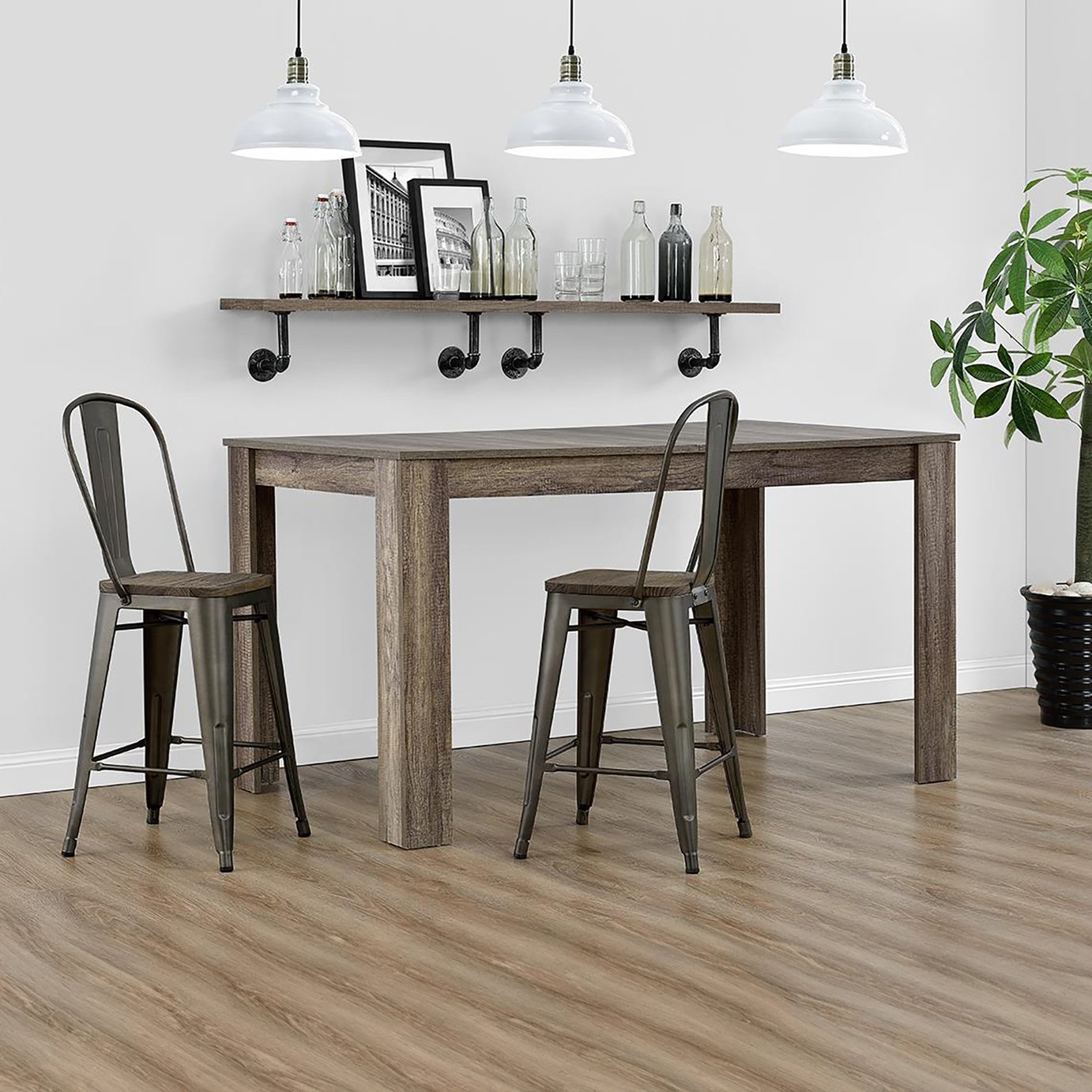 Dorel Luxor Pair of Metal Bar Stool - Copper