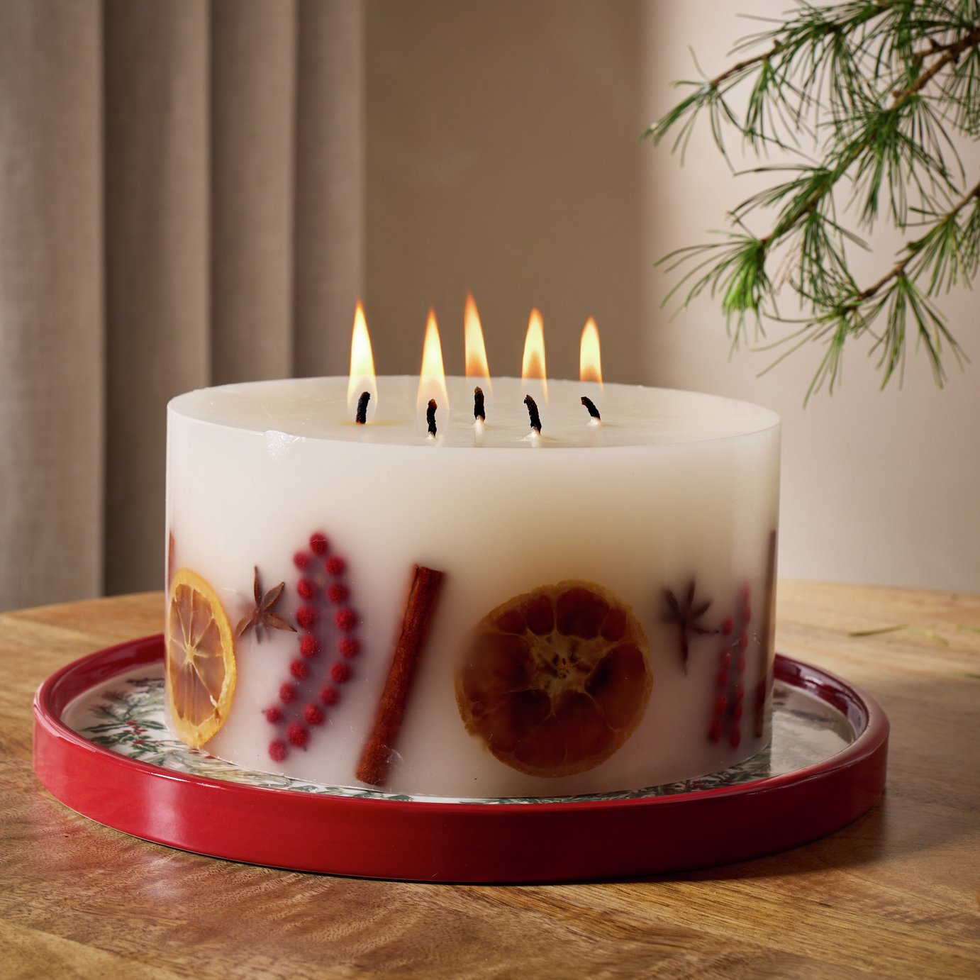 Argos Home Christmas Extra Large Inclusion Multiwick Candle - Christmas Spice