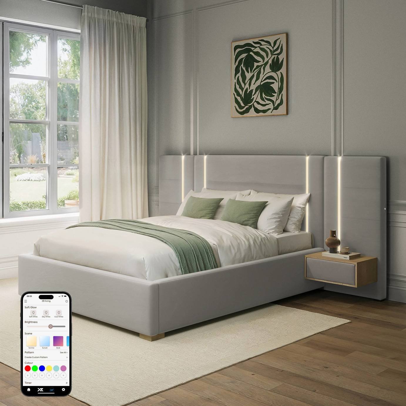 XR Living Amelia Double Velvet End Lift Ottoman Bed - Grey