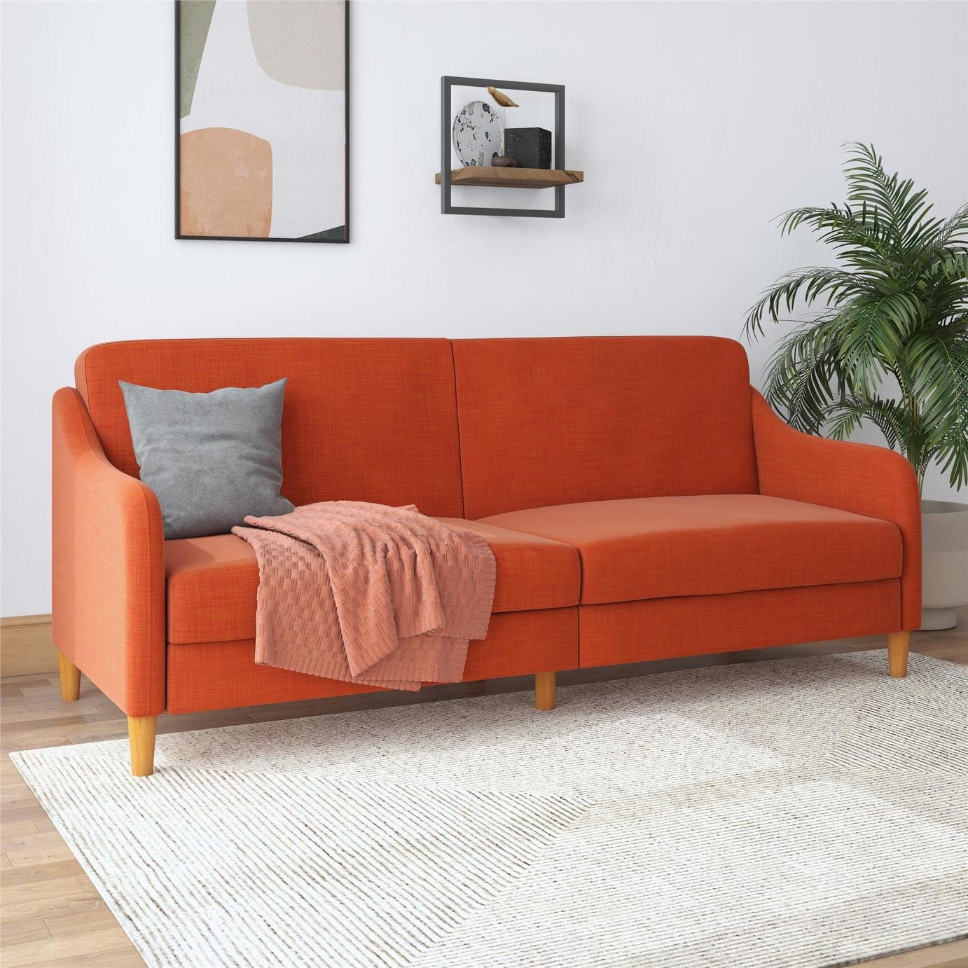 Dorel Jasper Fabric Futon Sofa Bed - Orange