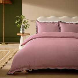 Argos Home Brushed Cotton Red Stripe Wavy Edge Bedding Set
