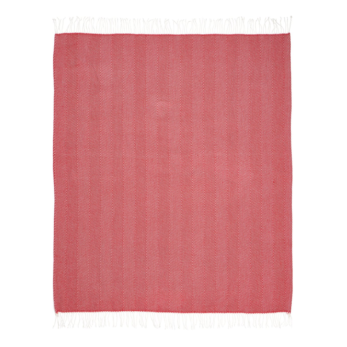 Habitat Herringbone Throw - Red - 150x125cm