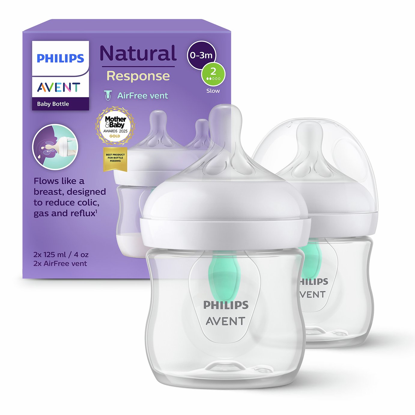 Philips Avent Natural Response 125ml Baby Bottle - Pack of 2