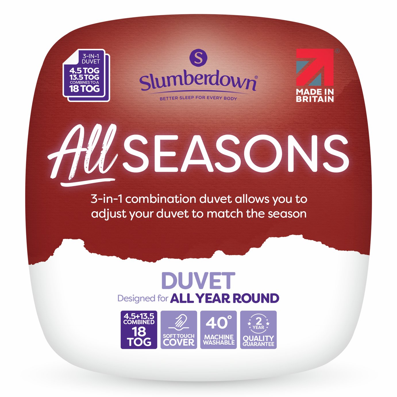 Slumberdown Extra Warm All Seasons 18 Tog Duvet - King size