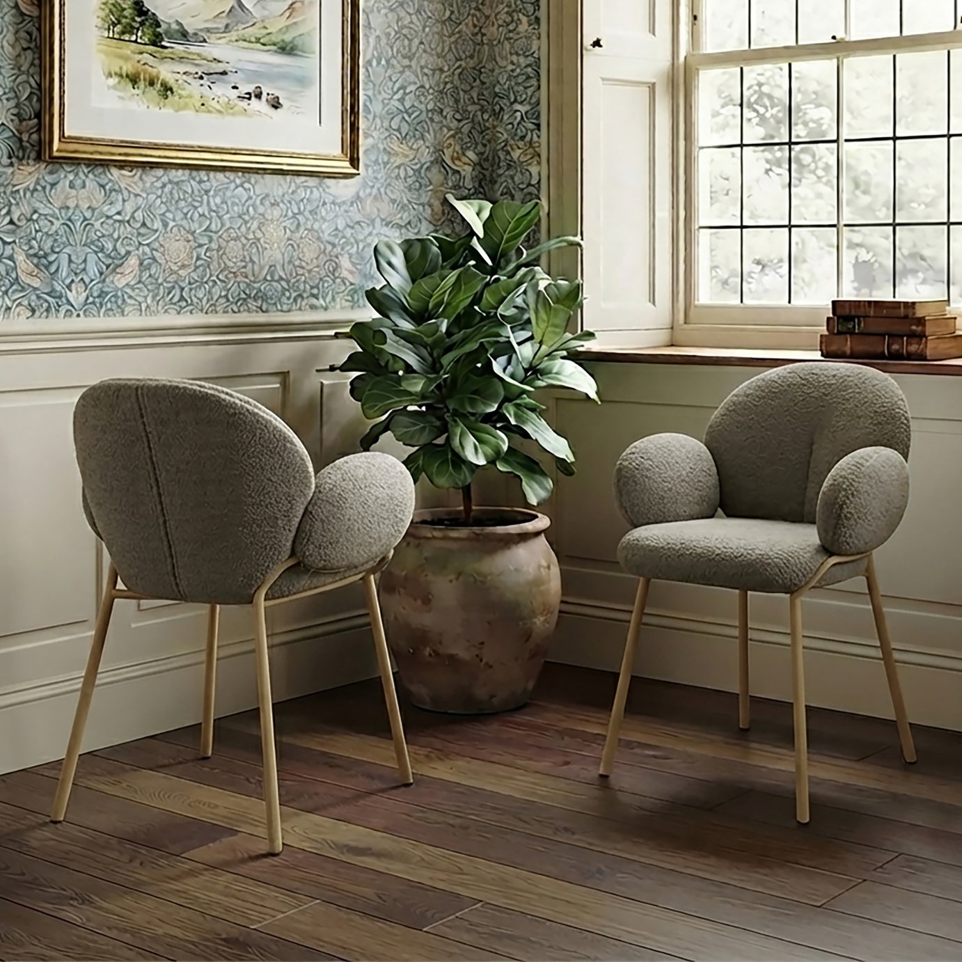 Dorel Iwama Pair Of Metal Dining Chairs - Mink