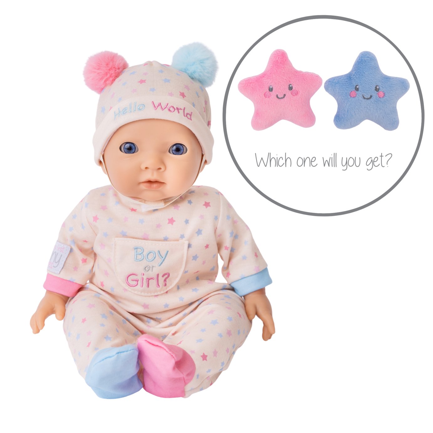 Tiny Treasures Gender Reveal 14 inches Babay Doll