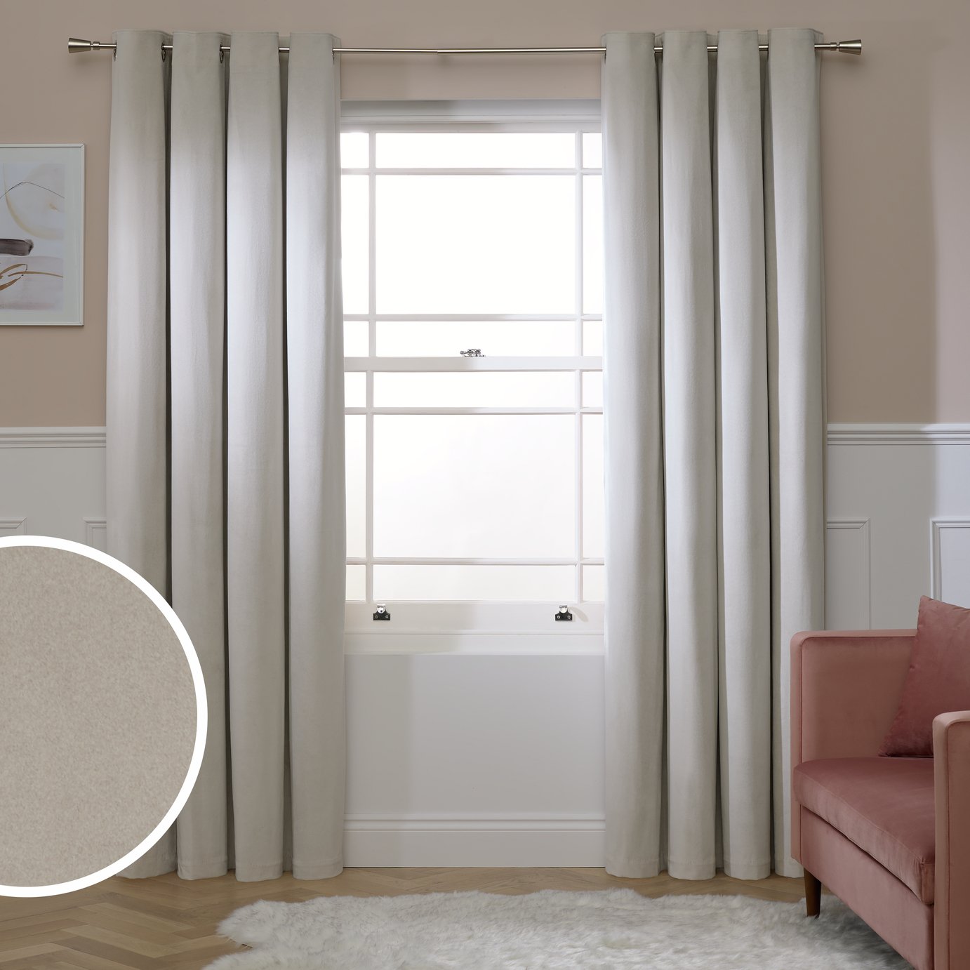 Argos Home Suede Effect Blackout Eyelet Curtain