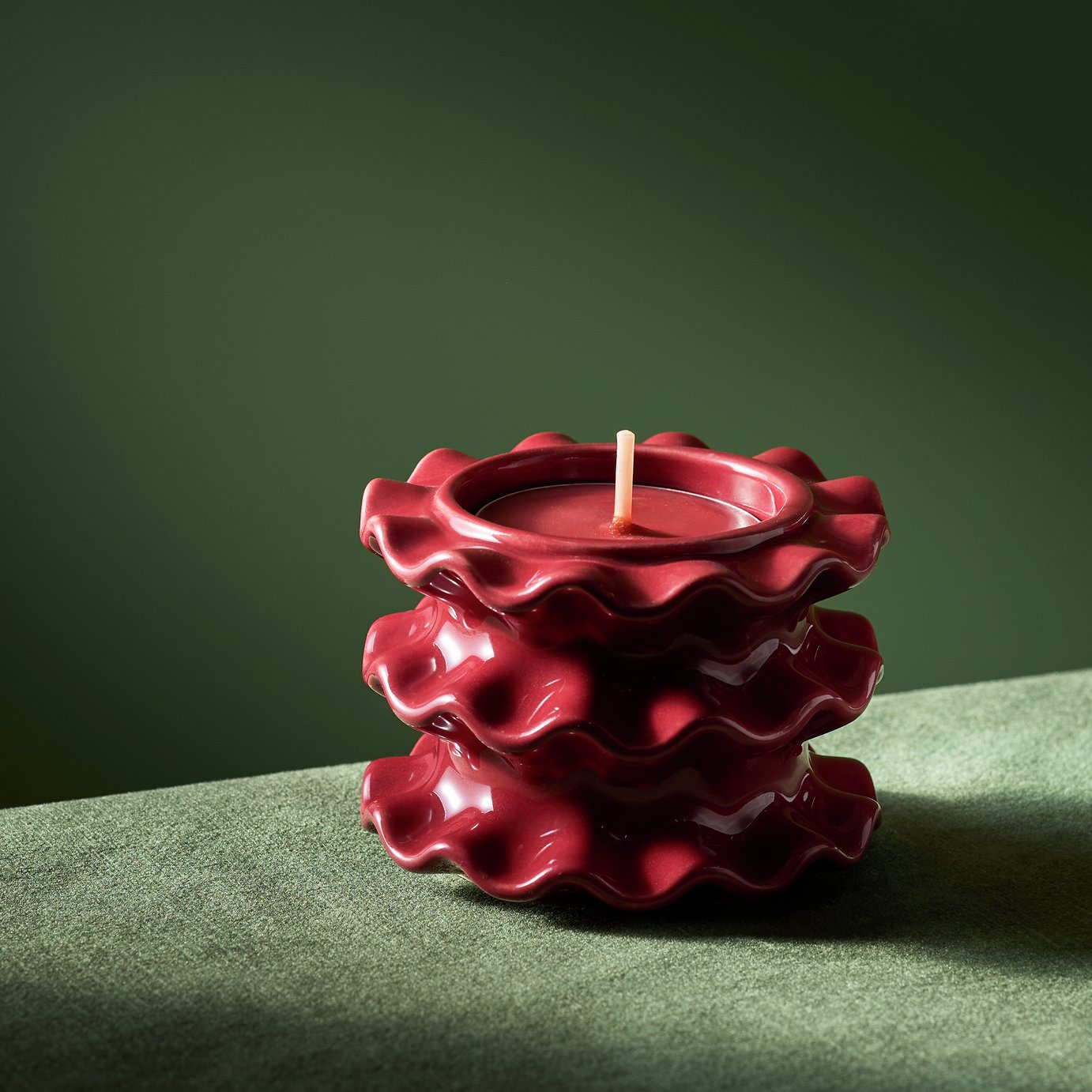 Habitat Wavy Red Tealight Holder