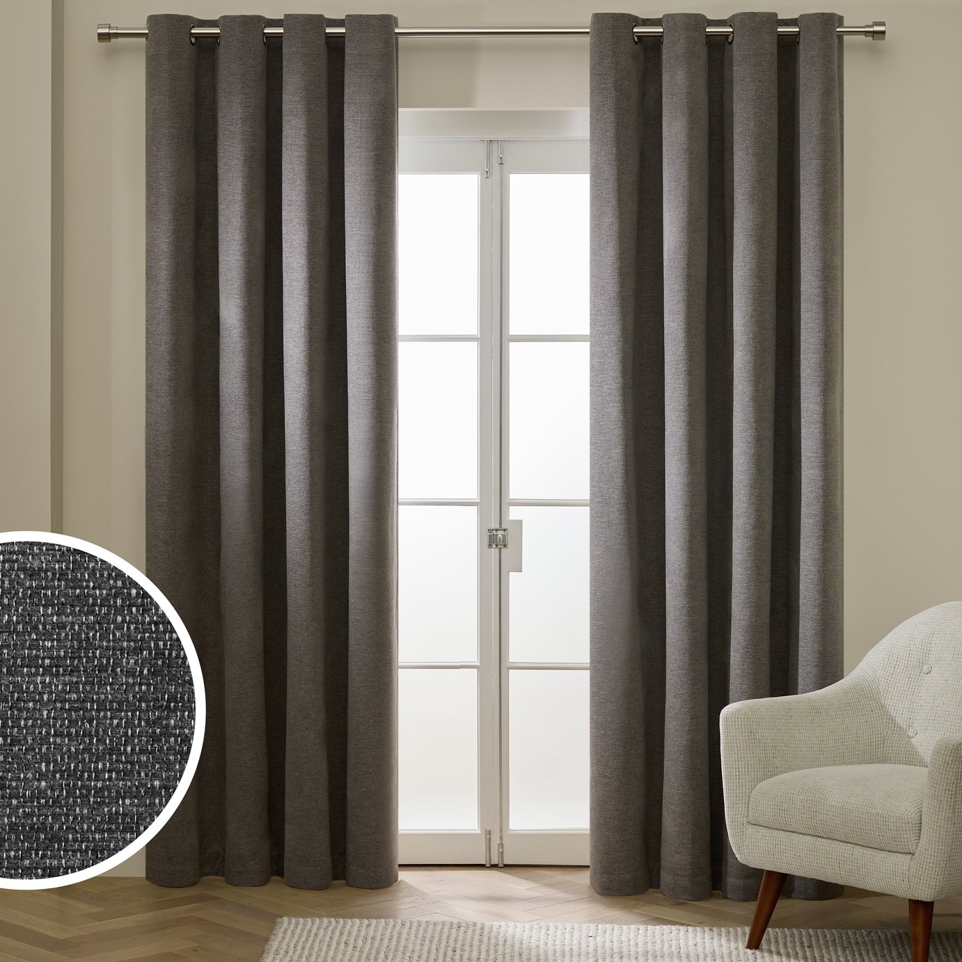 Habitat Basket Weave Eyelet Curtains