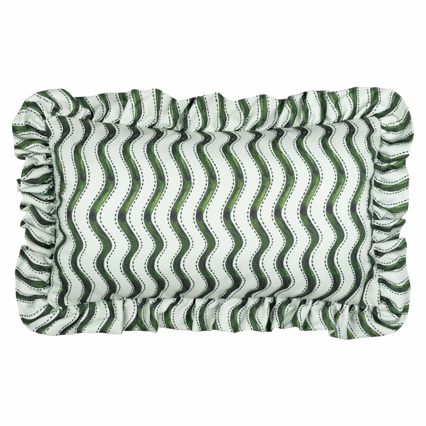 Furn Wiggly Stripe Green Outdoor Cushion