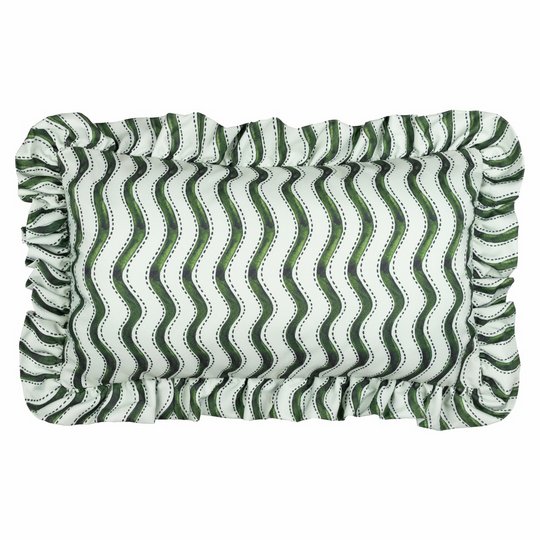 Furn Wiggly Stripe Green Outdoor Cushion