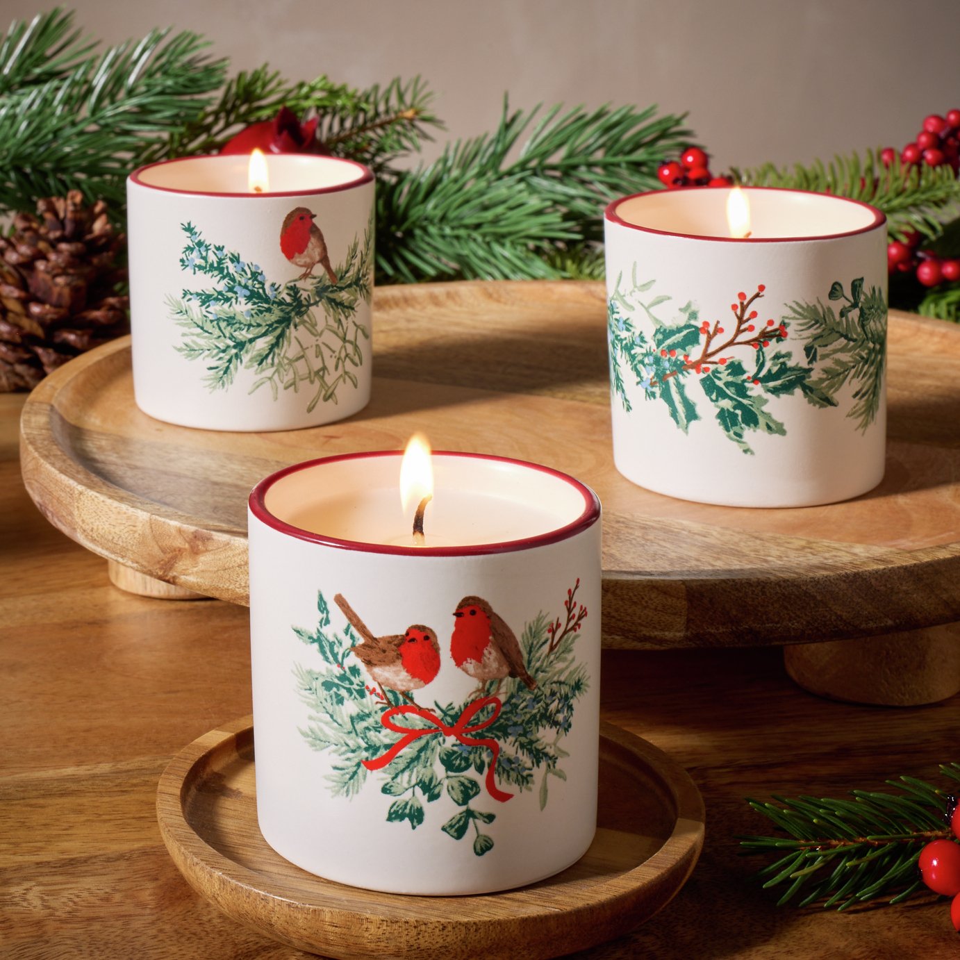 Argos Home Ceramic Boxed Candle Gift Set of 3 - Christmas Spice 