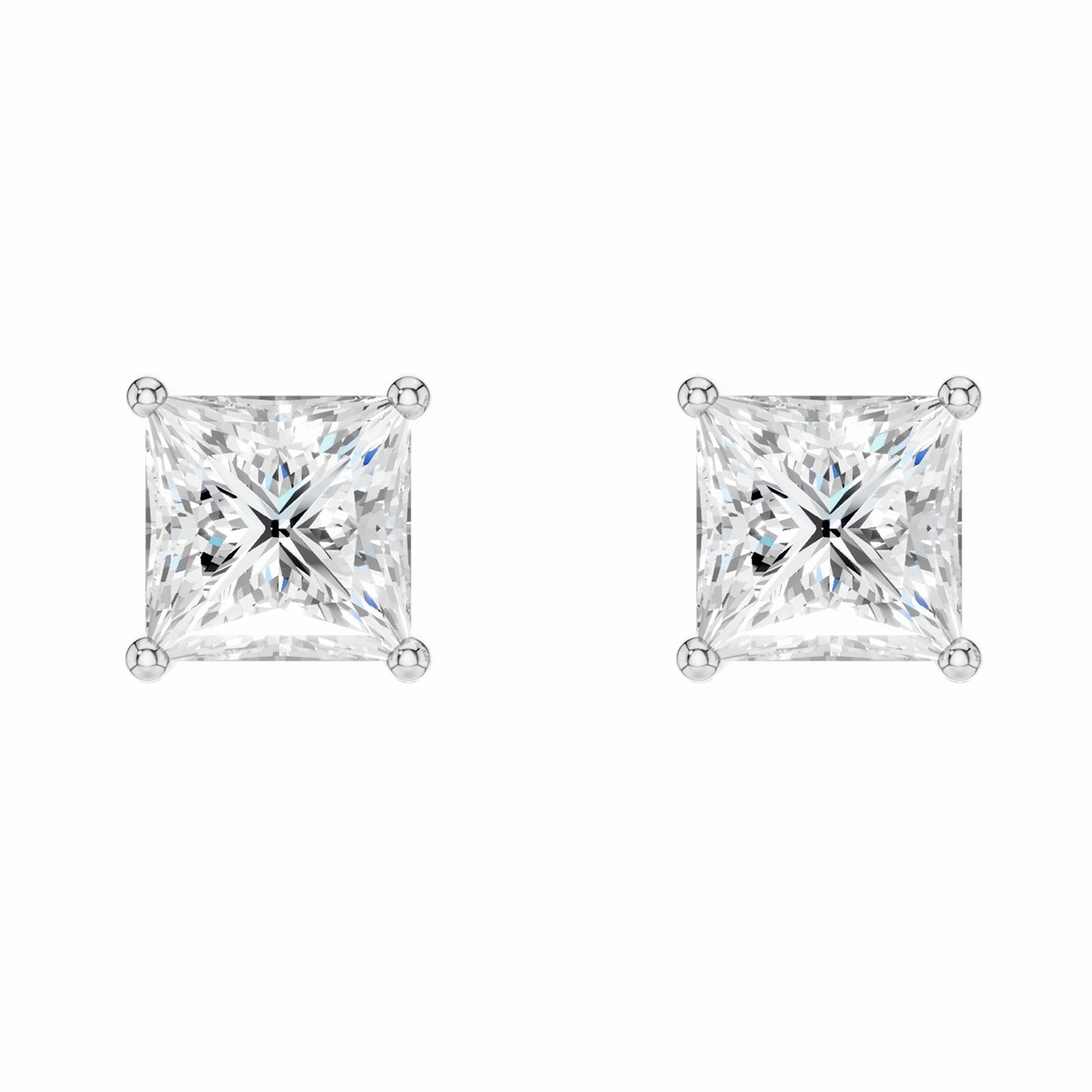 Pure Brilliance 9ct White Gold Lab Grown 2ct Diamond Princess Stud Earrings