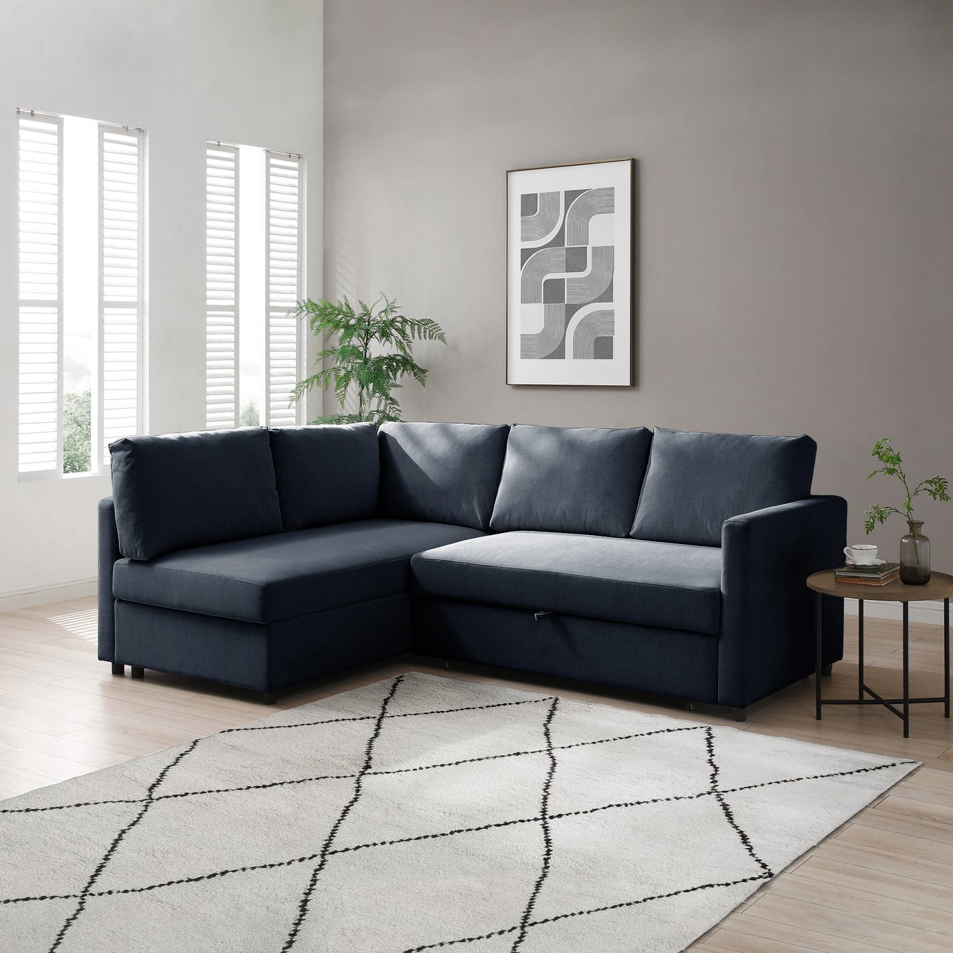 Kyoto Catherine Fabric Left Hand Corner Sofa Bed - Navy