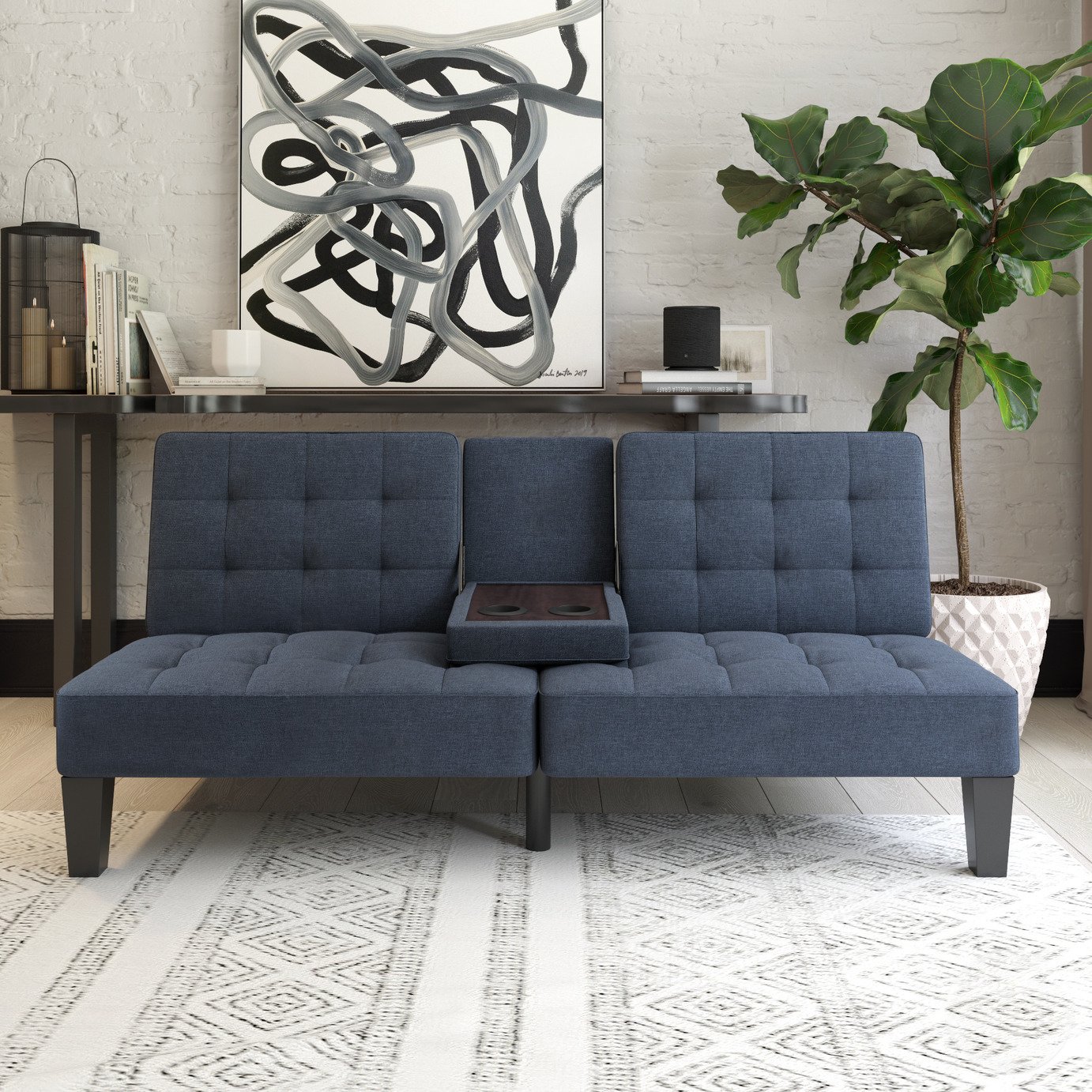Dorel Adalynn Fabric Futon Sofa Bed - Blue