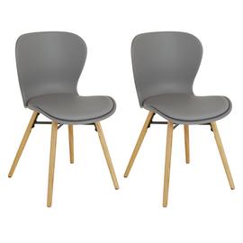 Habitat Etta Pair of Plastic Dining Chair - Grey
